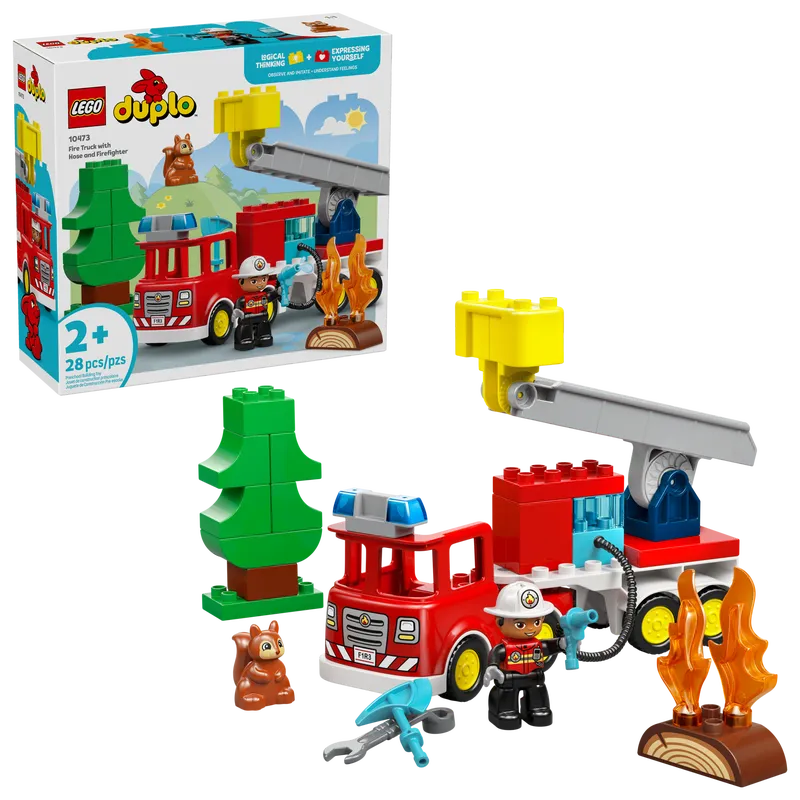 Fire Truck with Hose and Firefighter