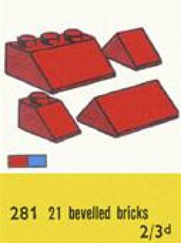 1 x 2 and 3 x 2 Sloping Bricks, Red
