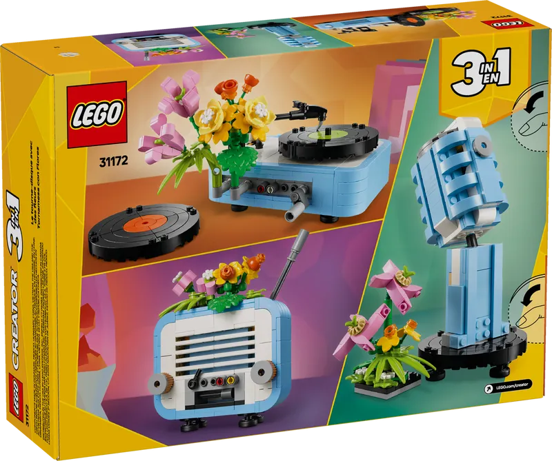 Record Player with Flowers