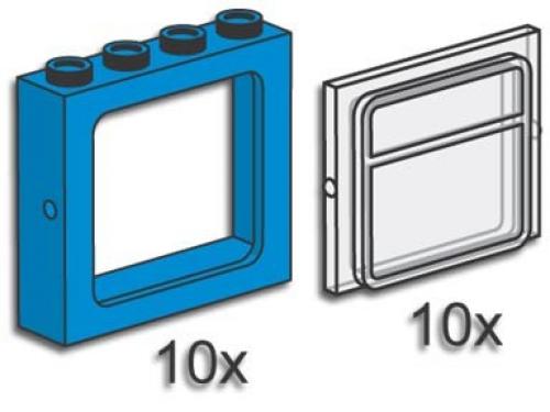 Train Windows with Panes Blue