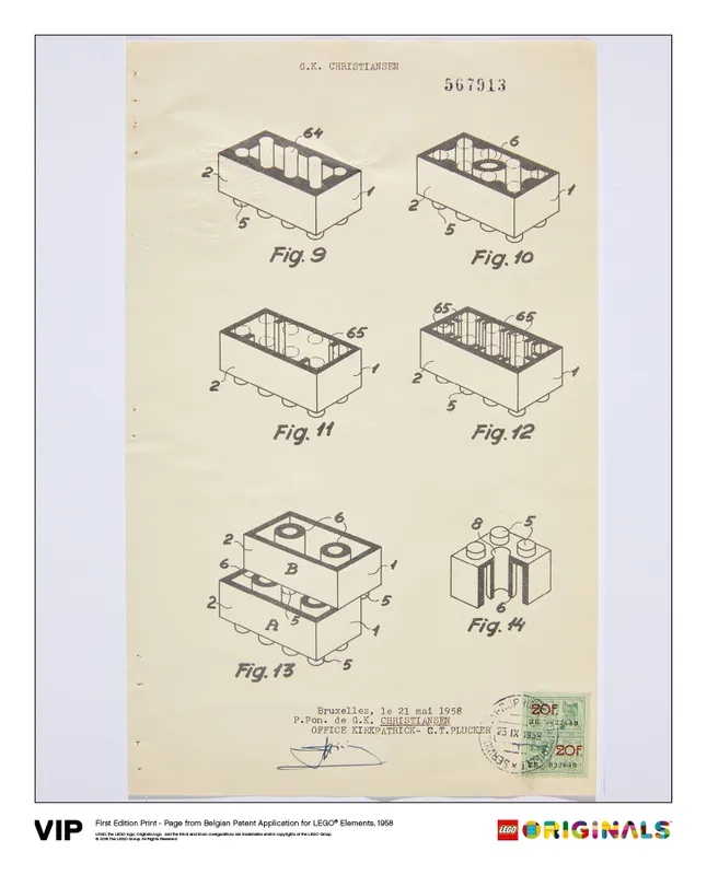 Belgian Patent LEGO Elements 1958