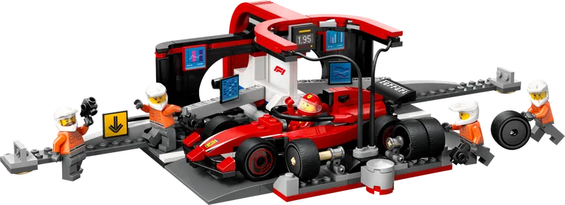 F1 Pit Stop &amp; Pit Crew with Ferrari Car