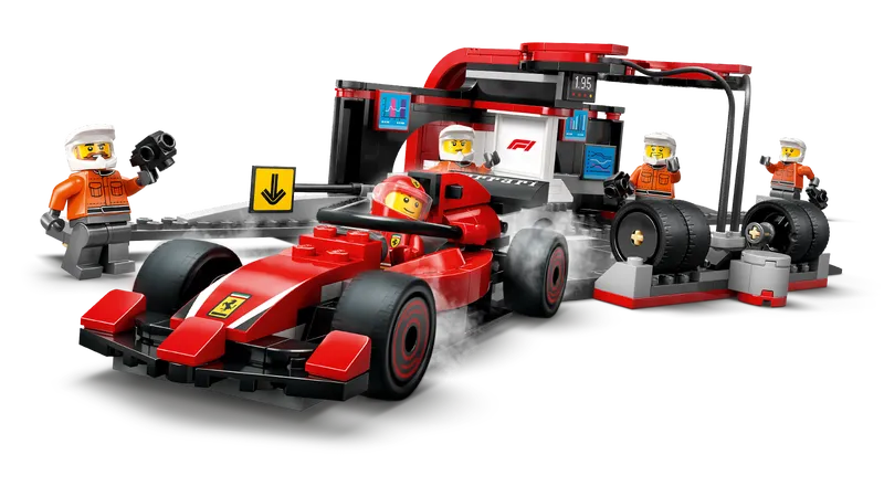 F1 Pit Stop &amp; Pit Crew with Ferrari Car