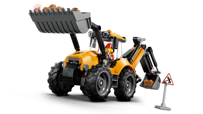 Yellow Backhoe Loader
