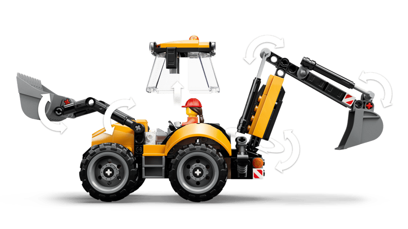 Yellow Backhoe Loader