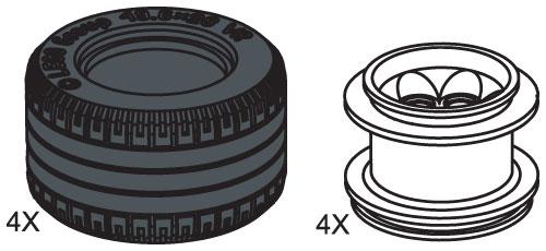 Large Lawn Tire &amp; Hub (4 tires 4 hubs)