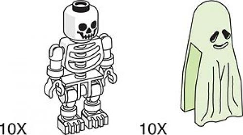 Skeleton and Ghost for Amusement Park Set