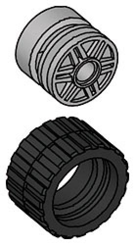 Small Wide Tire &amp; Hub (Pack of 8 each)
