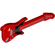 Musical Instrument Guitar Electric with Silver Strings and Black Bat Print